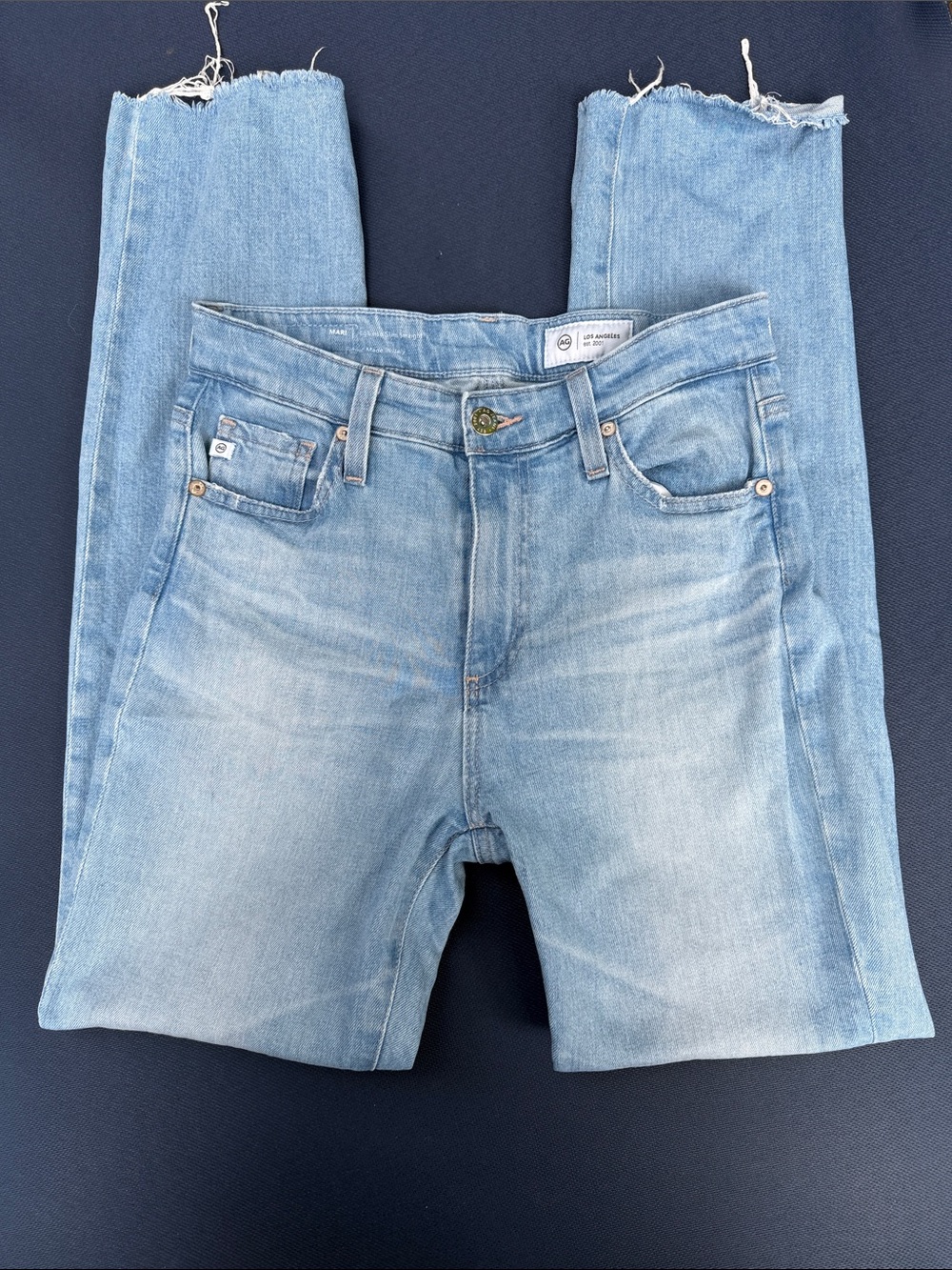 Ag Adriano Goldschmied Faded Light Blue Straight Leg Jeans